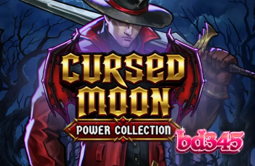 Cursed Moon Power Collection স্লট গেমের একটি দৃশ্য যেখানে শিকারি এবং দানবদের লড়াই দেখানো হয়েছে